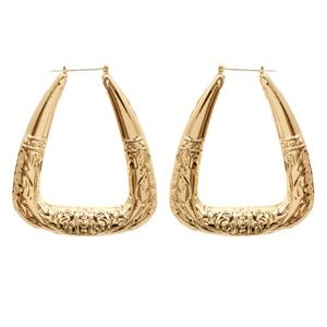 Gold Triangle Bamboo Earrings